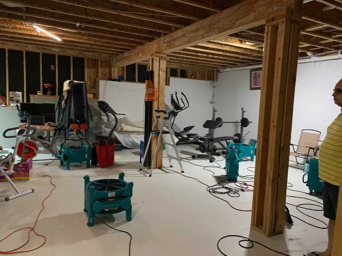 Basement drying equipment setup for Contents Cleaning & Restoration in Kewanee